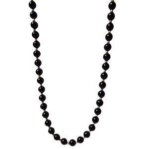 Elegant Black Beaded Necklace Gold Spacers Classic Minimalist Fashion Jewelry